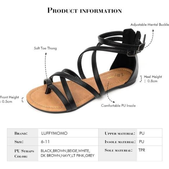 Womens Gladiator Strap Sandals Flat Cross Strappy Thong Summer Beach Shoes - Picture 4 of 6